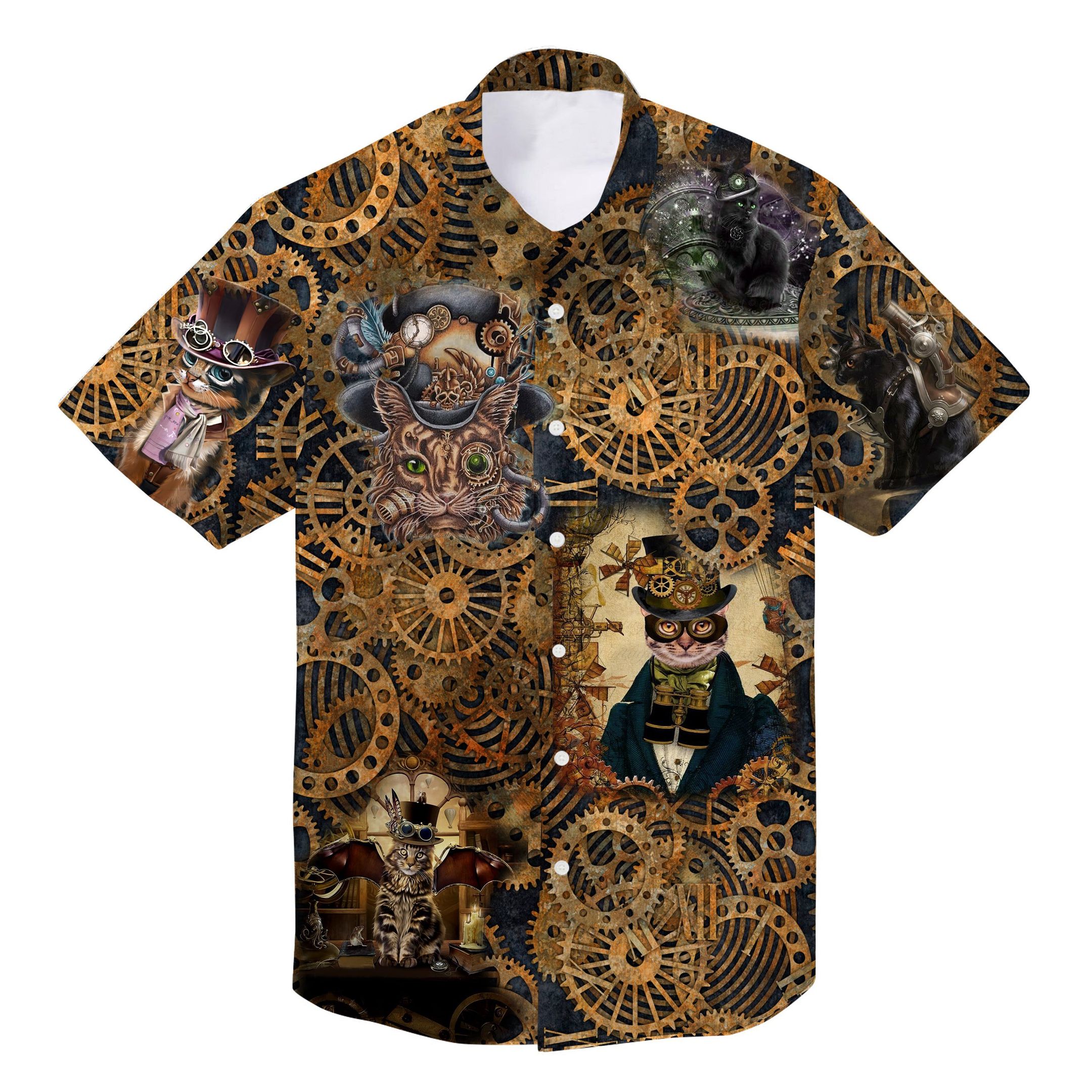 Steampunk Cat Unisex Hawaiian Shirt Taht17