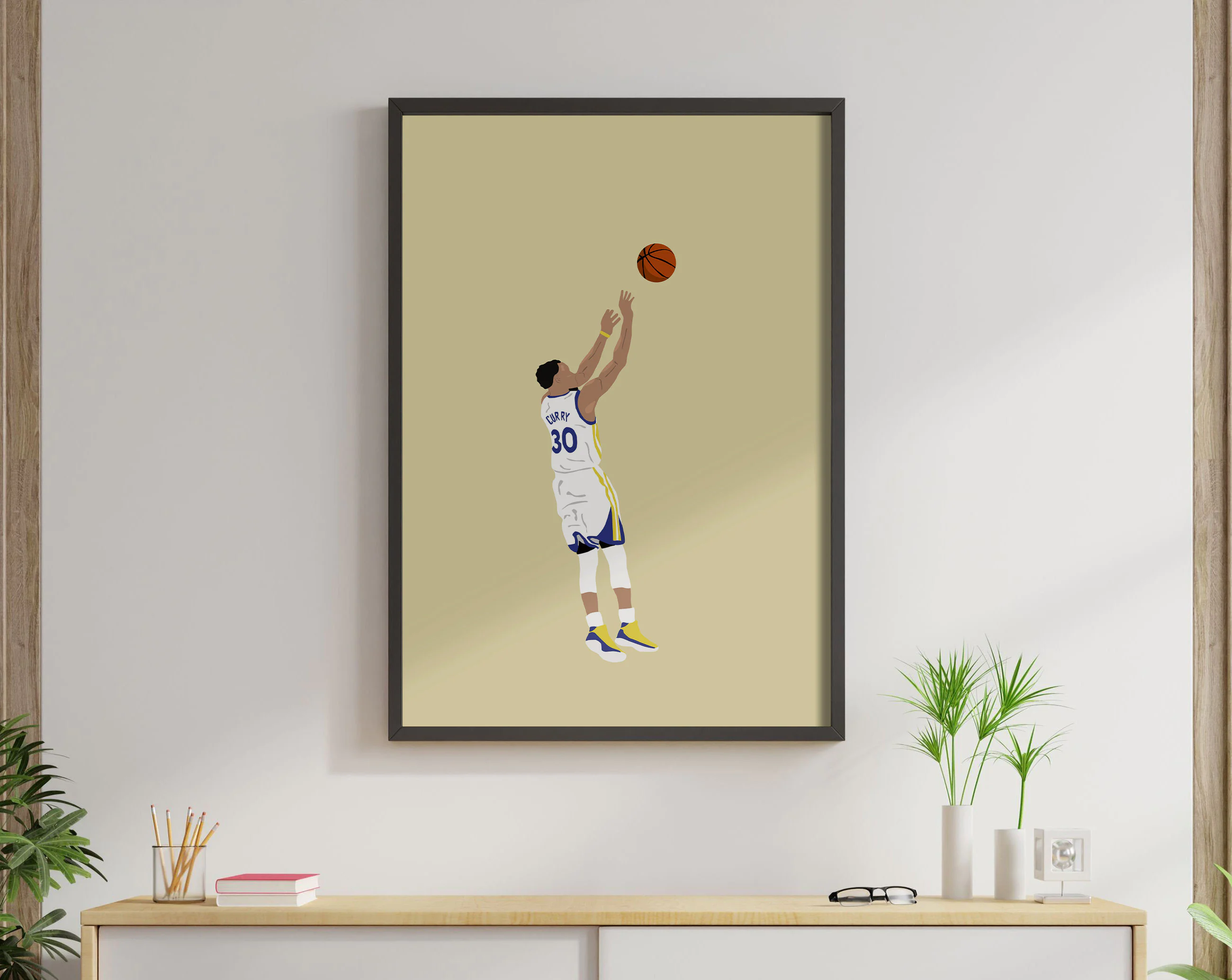 Steph Curry Poster Warriors Minimalist Modern Art Print Customizable-1