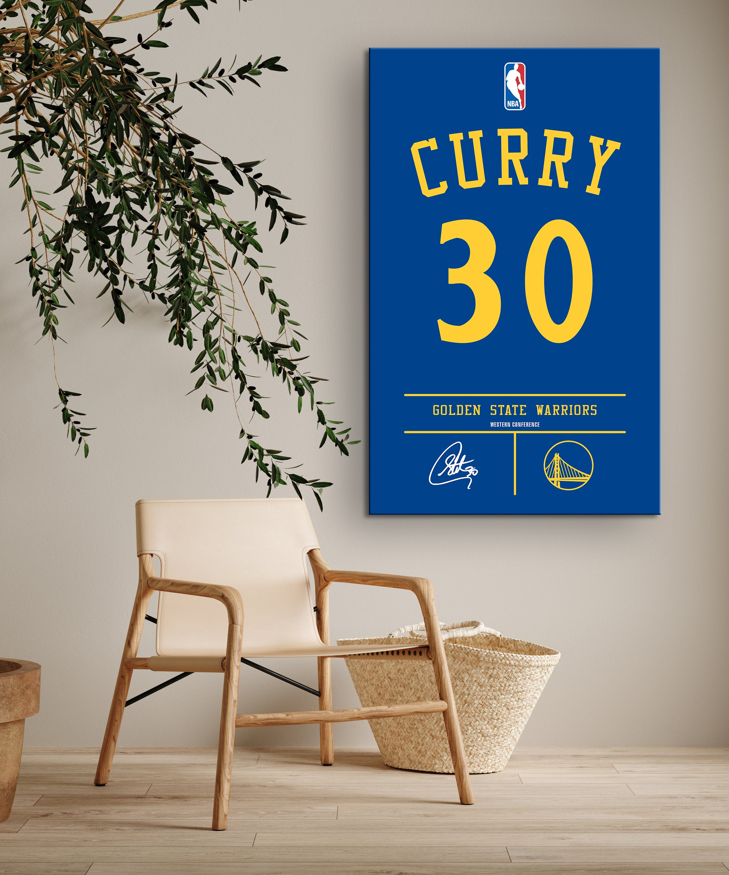 Stephen Curry #30 Jersey Poster Canvas, Golden State Warriors, Basketball Wall Decors, NBA Basketball, Canvas Wall Decor, Stephen Curry Art
