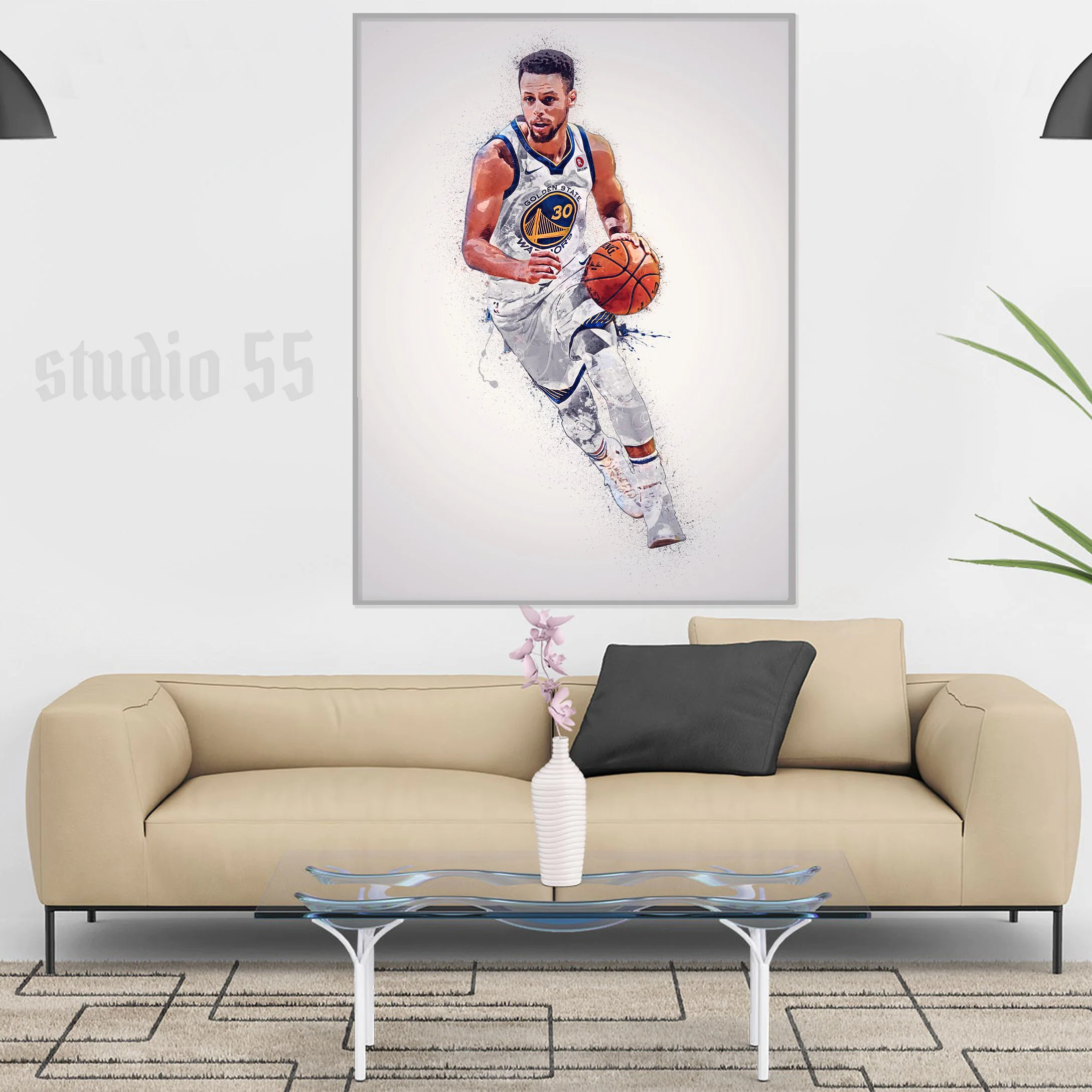 Stephen Curry canvas, poster, Golden State Warriors painting, Wall Art Decor for Gym, home living, kids gift, Office, man cave, wall decor