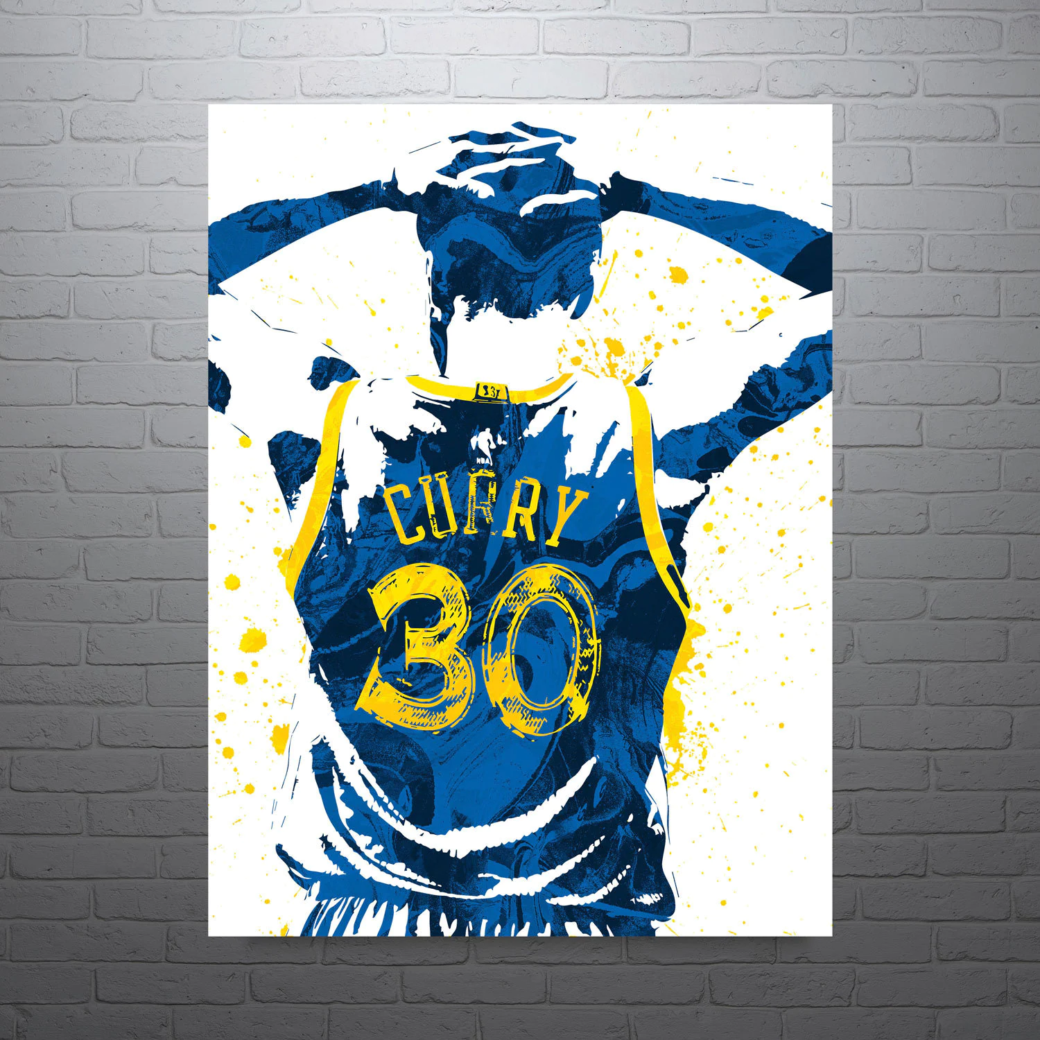 Stephen Curry Golden State Warriors 30 Jersey Basketball Poster, Man Cave, Sports Art Print, Wall Decor, Custom Art