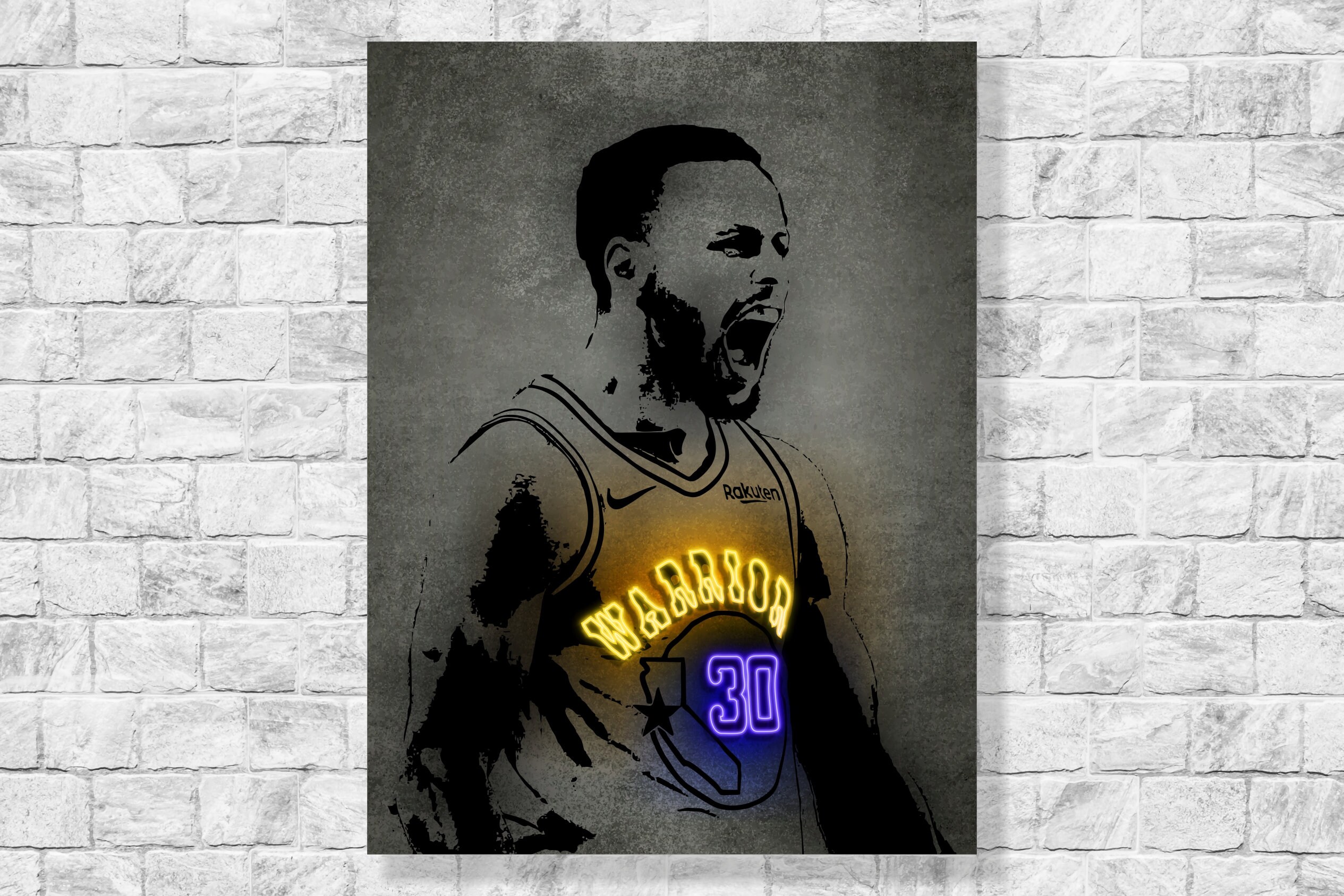 Stephen Curry Neon Effect Poster, Stephen Curry Print, Art Poster Wall Art Home Decor, Gift Poster, Sport Poster, Basketball Poster