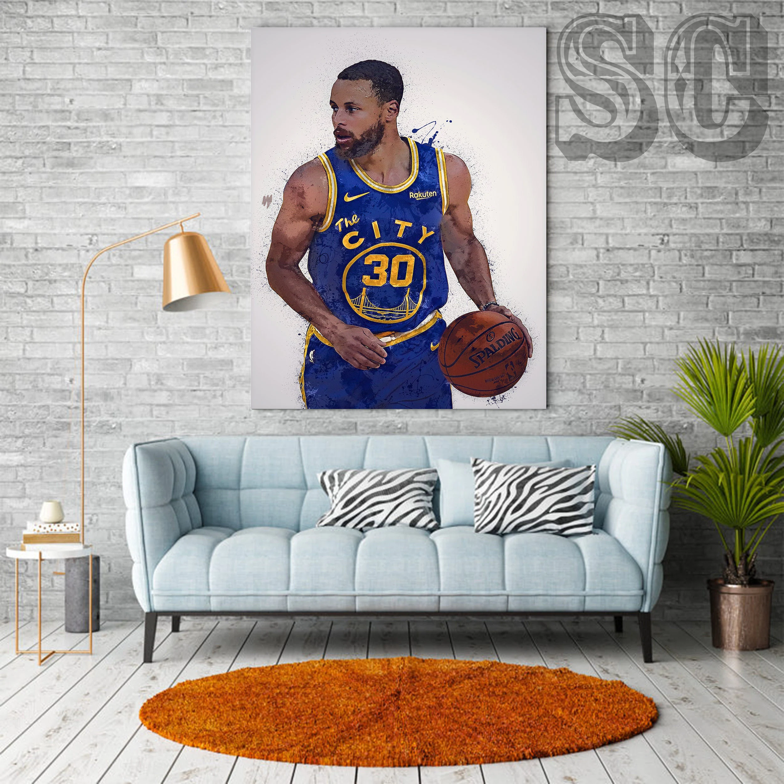 Stephen Curry poster, canvas, Golden State Warriors, prints, Kids gift, home decor, splash Painting, gym, man cave decoration, basement
