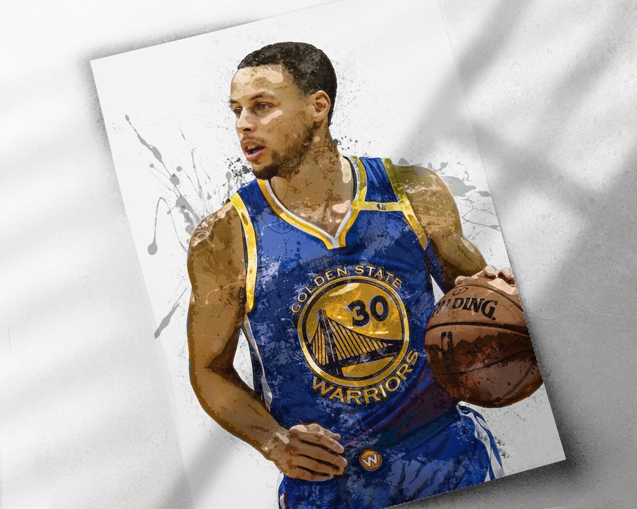 Stephen Curry Poster - Golden State Warriors - Canvas Print, Sports Framed Print, Basketball Poster, Kids Decor, Man Cave Gift, Wrap, Steph