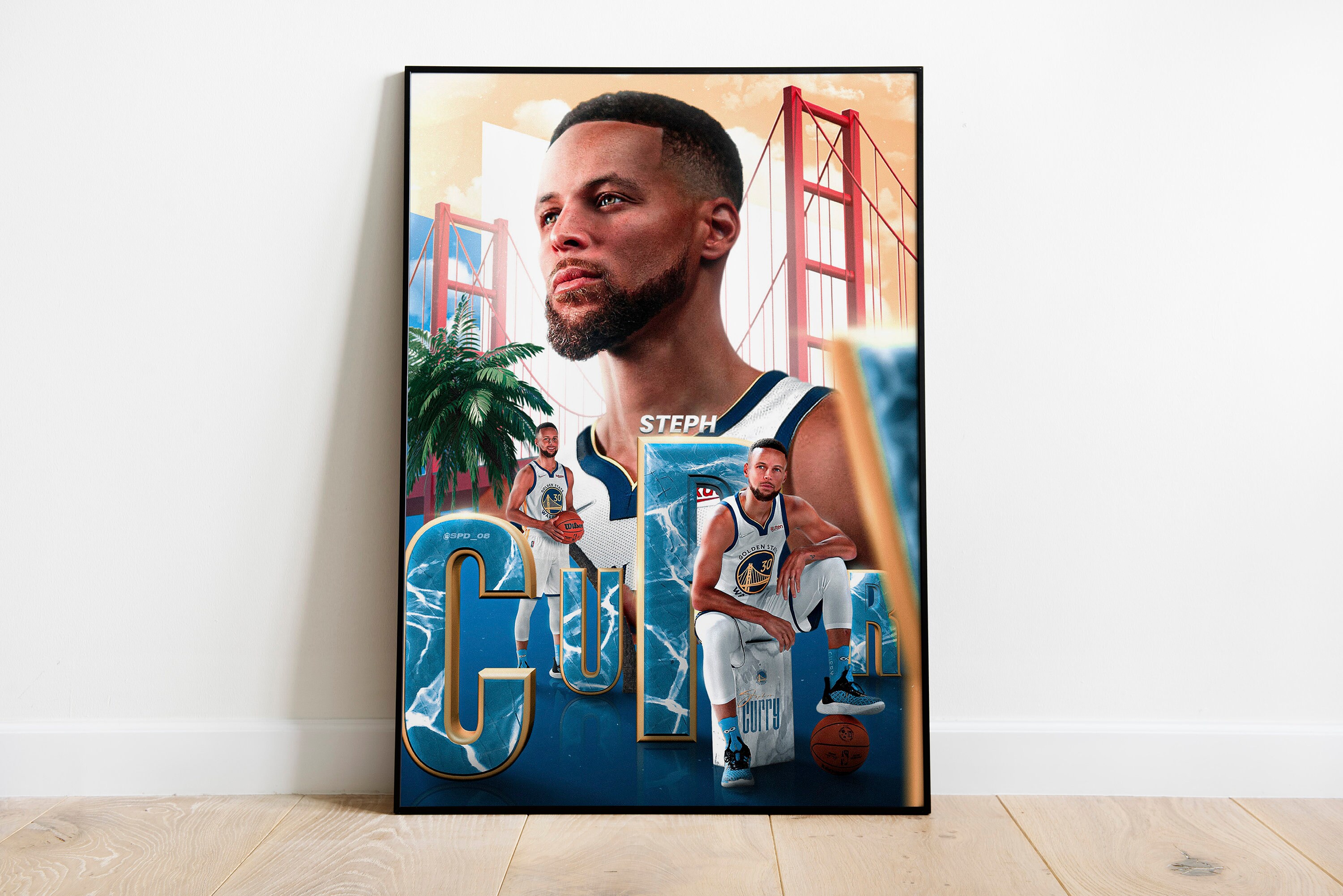 Stephen Curry Poster, NBA Posters, Wall Art, Wall Decor, 12x18 20x30 24x36 Premium Matte Vertical Posters, Golden State Warriors, 4K Quality