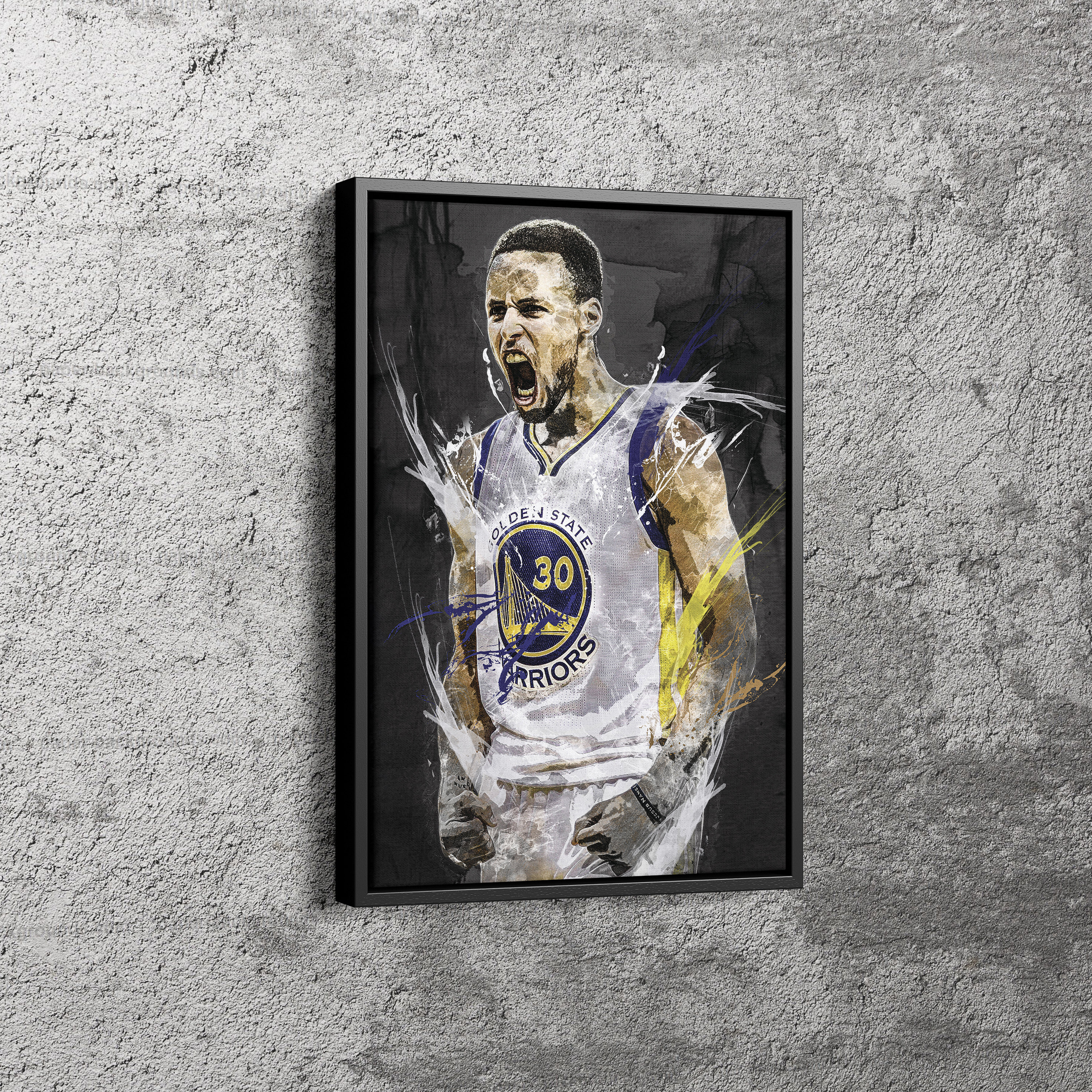 Stephen Curry Splash Art Poster Golden State Warriors Canvas Poster Wall Art Print Home Decor Framed Art