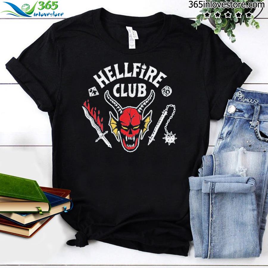 Stranger things 4 hellfire club skull and weapons shirt