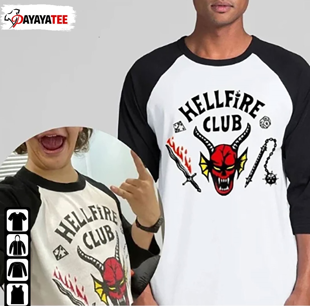 Stranger Things Hellfire Club Shirt Raglan Jersay