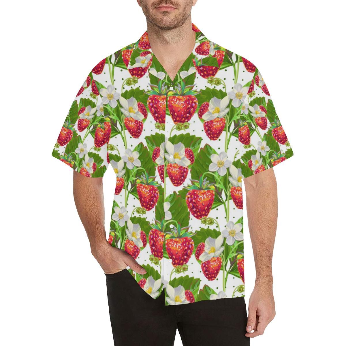 Strawberry Pattern Men’s All Over Print Hawaiian Shirt