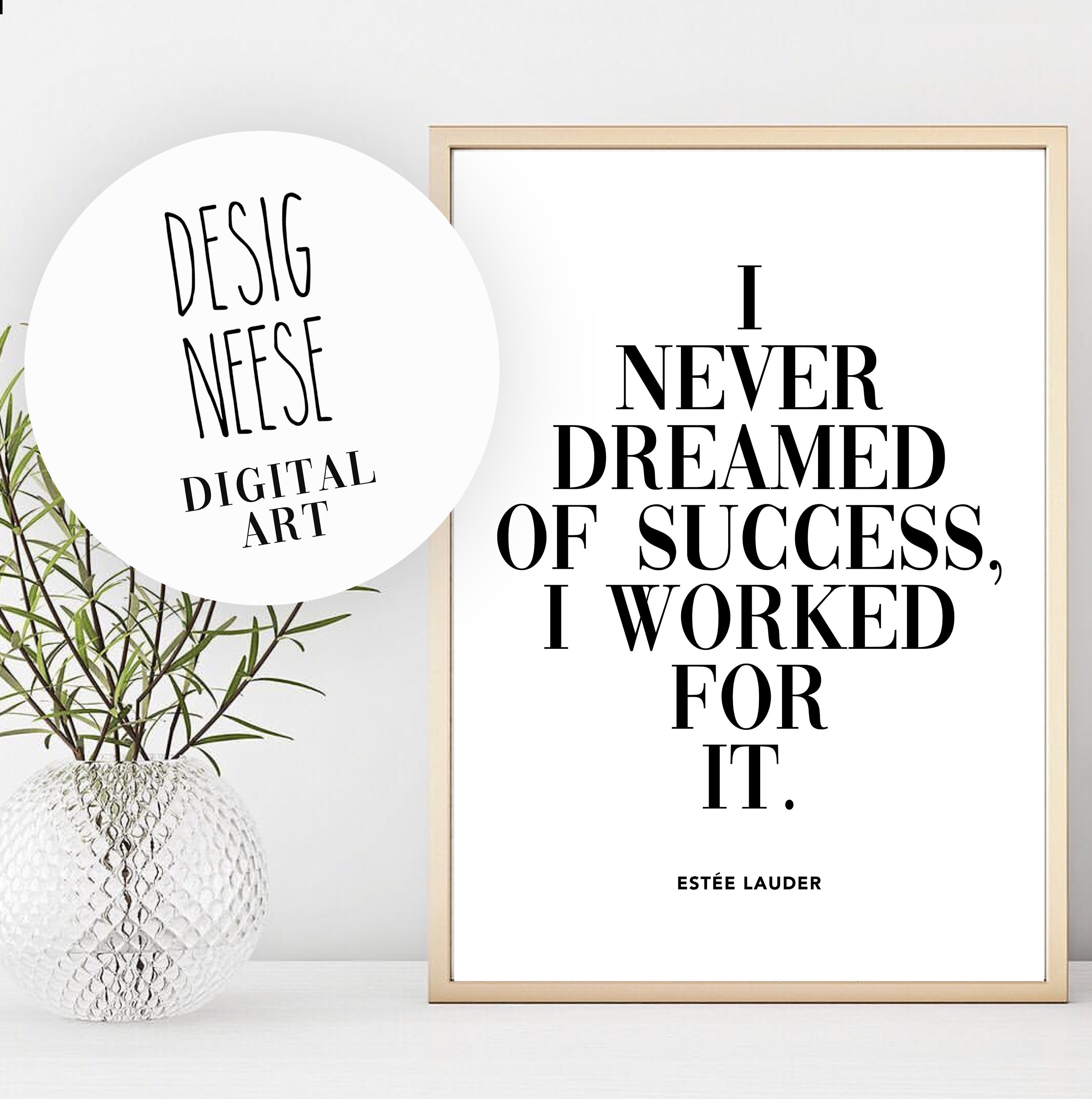 Success Quote Wall Art Poster, Digital Art, Digital Wall Print, Digital Print, Success Home Print, Quote Estee Lauder Beauty Quote