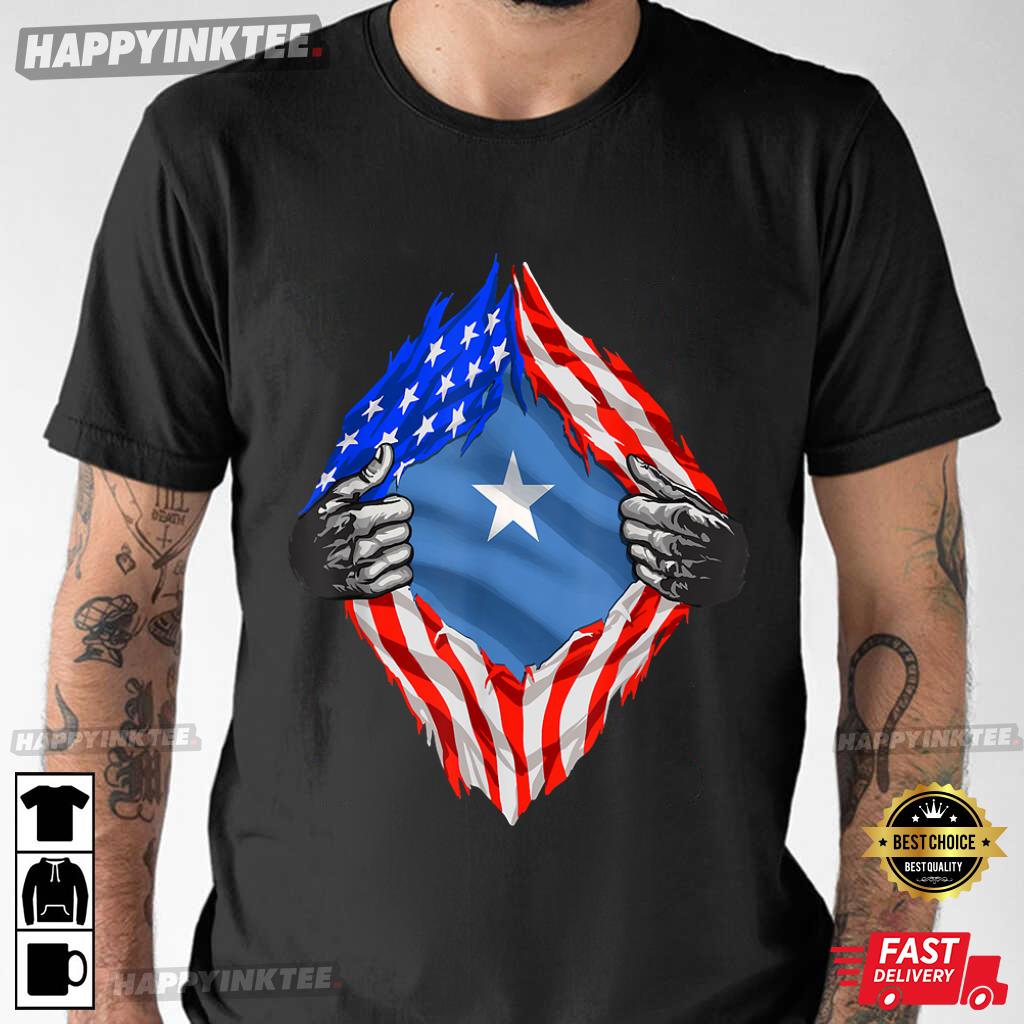 Super Somali Heritage Somalia Roots USA Flag T-Shirt
