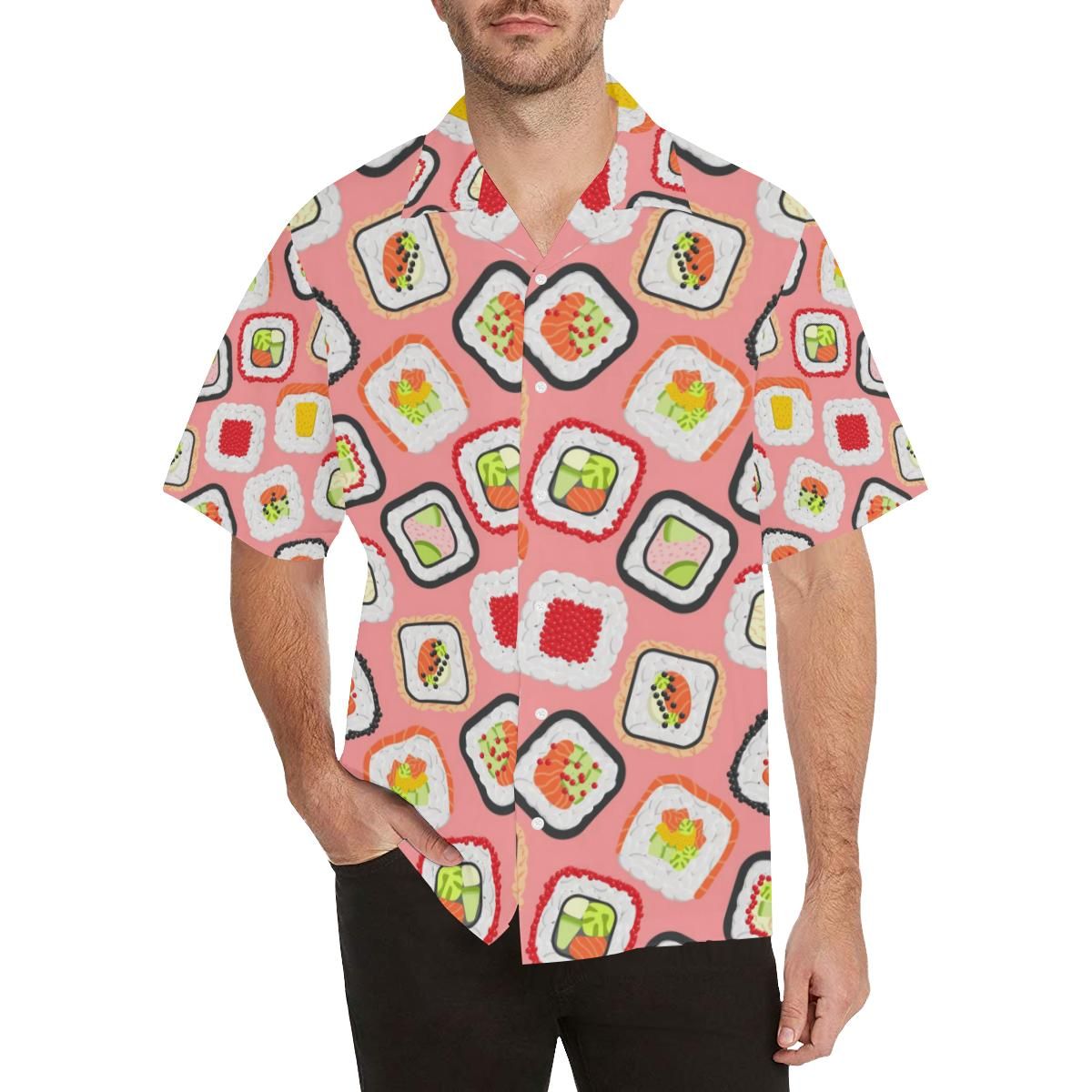 Sushi Roll Pattern Men’s All Over Print Hawaiian Shirt
