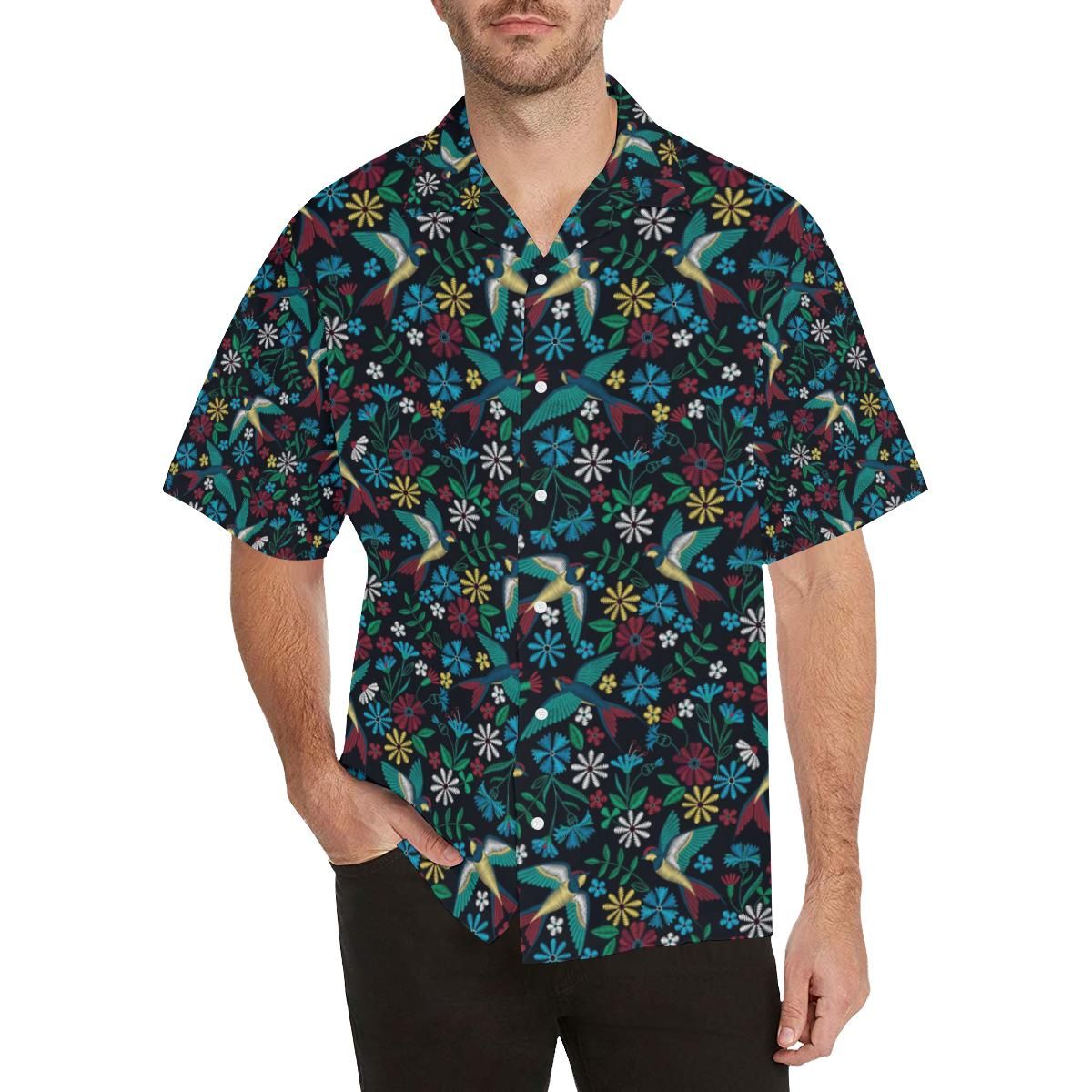 Swallow Pattern Print Design 04 Men’s All Over Print Hawaiian Shirt (model T58)