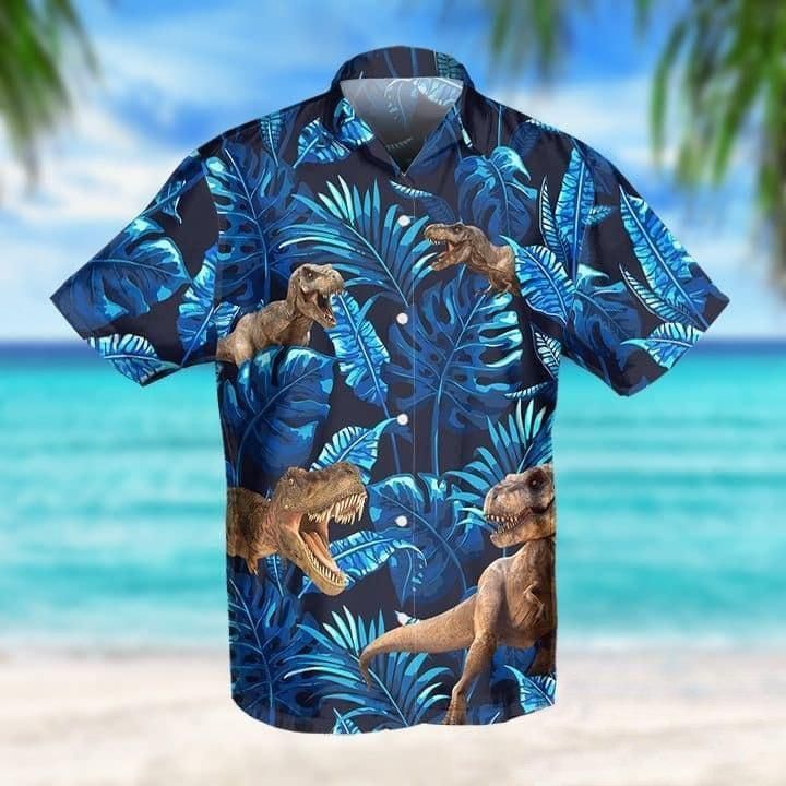 T-rex Tropical Hawaiian Shirt S006kqttd
