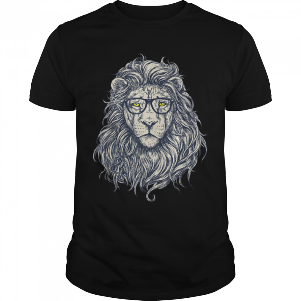 T-Shirt, Gorgeous Mane Nerd Lion, Eyeglass B07P3LQLY5