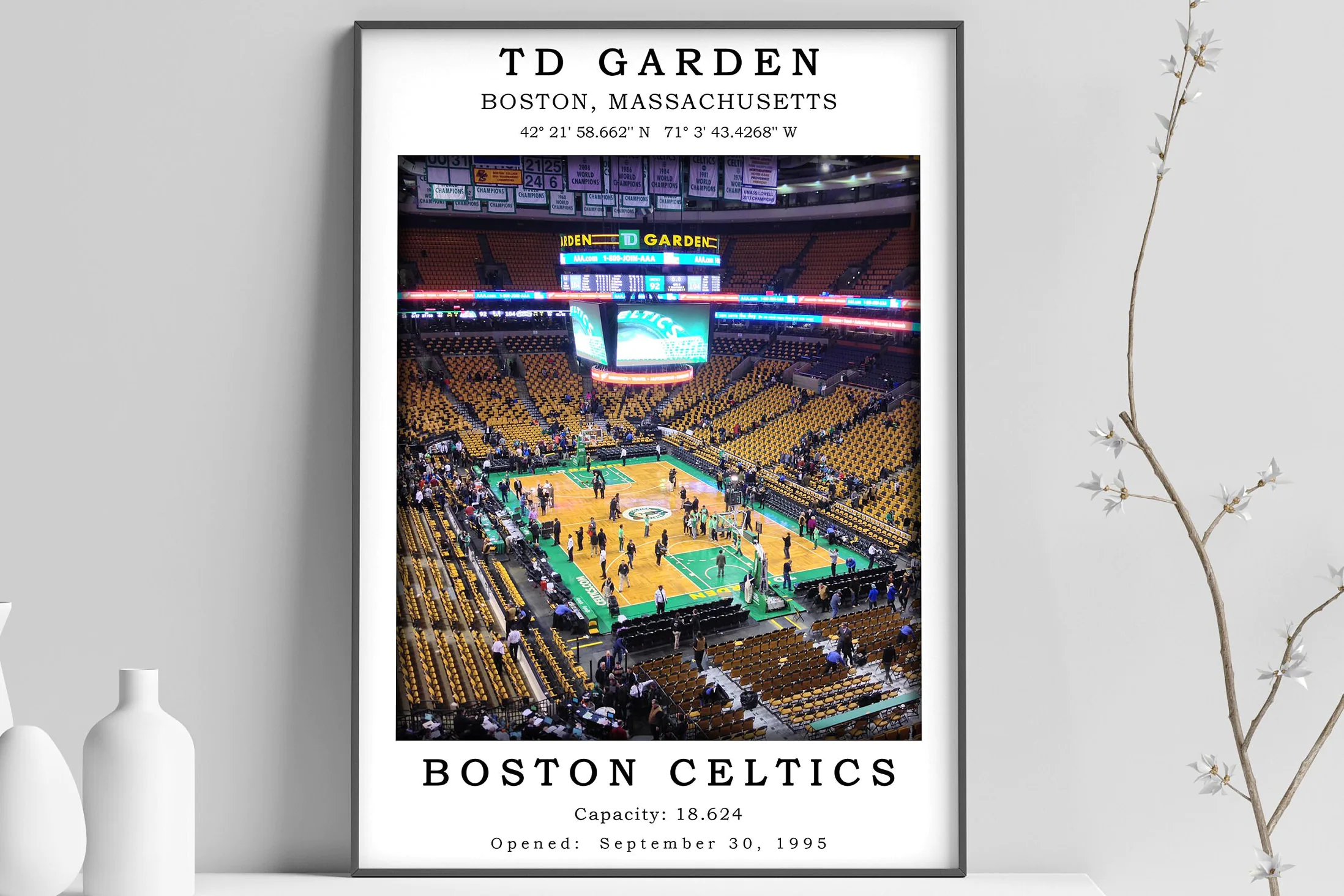 TD Garden Poster  Boston Celtics Wall Art  NBA Lovers Gift  Digital Print Poster  Framed Poster  Sports Poster  Black&White Poster 