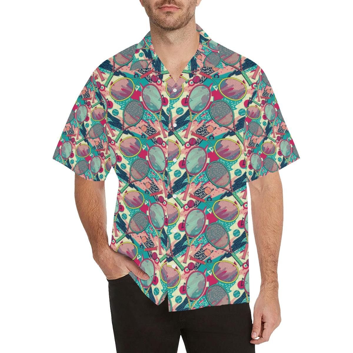 Tennis Pattern Print Design 01 Men’s All Over Print Hawaiian Shirt (model T58)