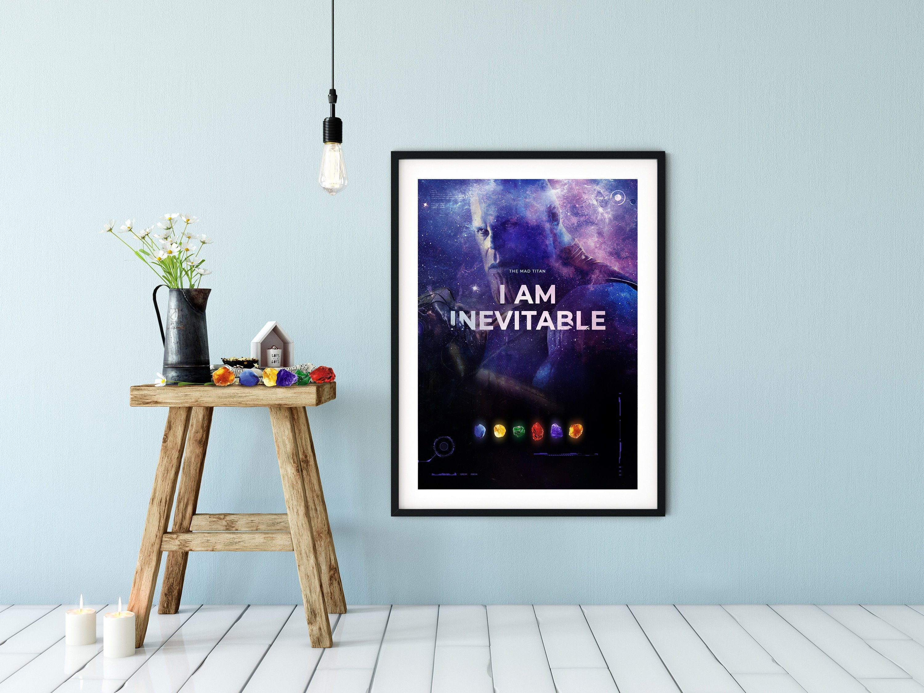 Thanos Marvel Fan Art, Premium Poster, Art Print - Ideal for Game Room  Man Cave  Office  Kids Bedroom - Size A3 A2 - Cool gift idea