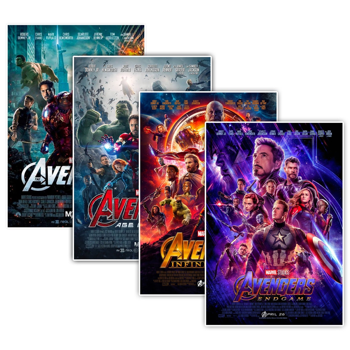 The Avengers 1 2 3 4 Canvas Posters, End Game Poster, Gift for Fan Poster, 