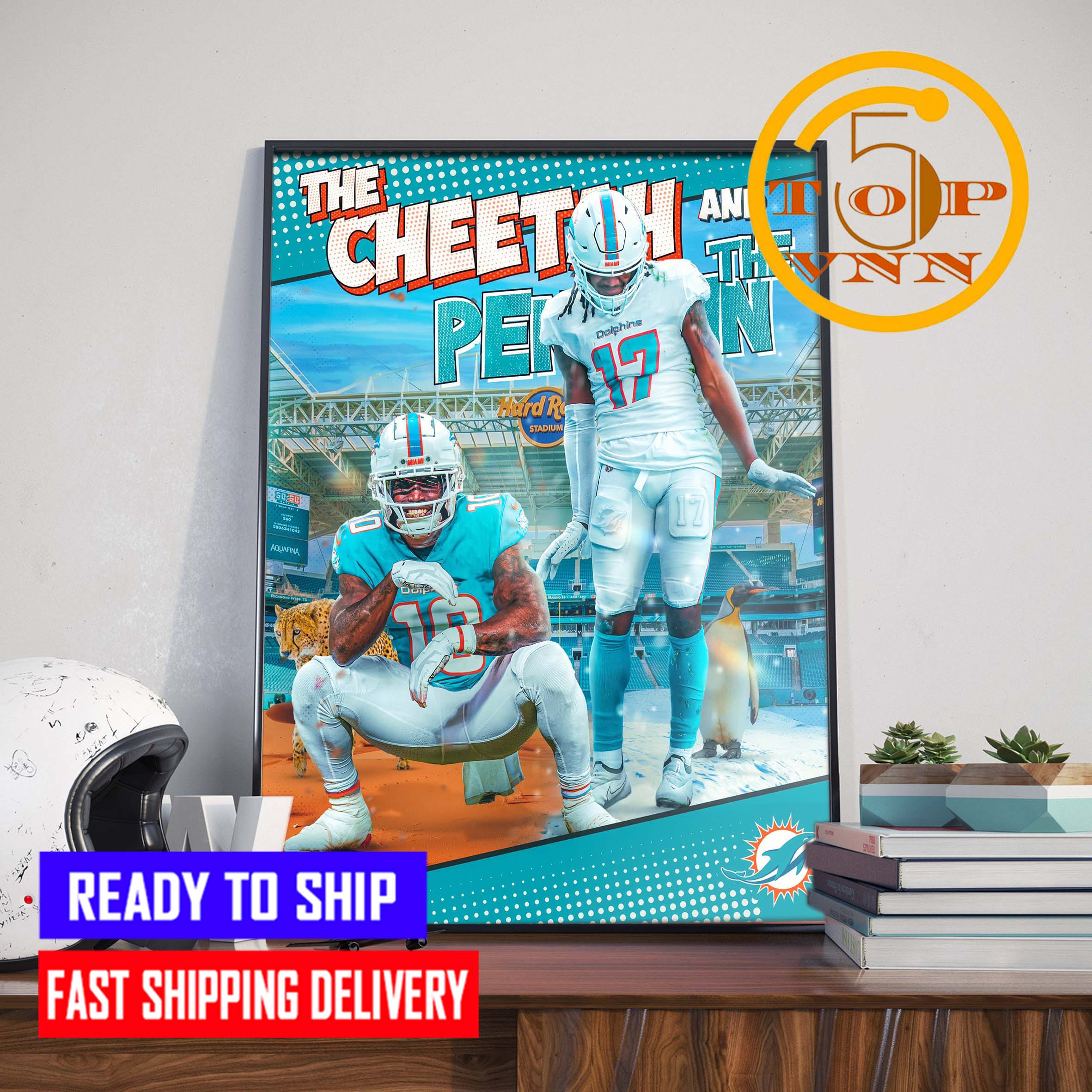 The Cheetah and The Dolphins Tyreek Hill Miami Poster Canvas Home Decoration
