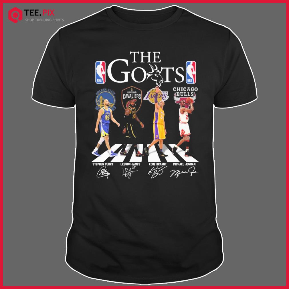 The Goats Best NBA Players Abbey Road Stephen Curry Lebron James Kobe Bryant And Michael Jordan Signatures Shirt