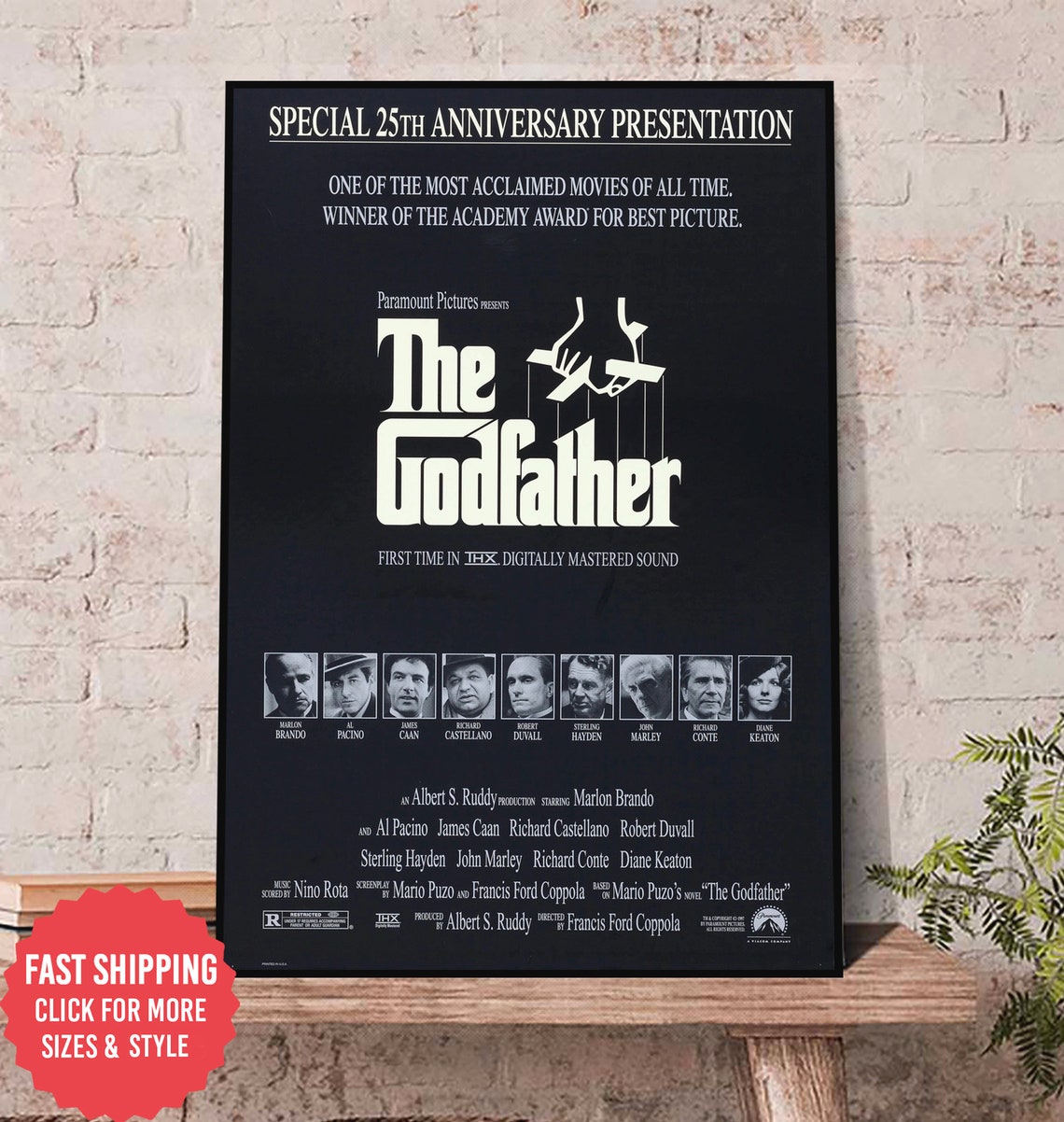 The Godfather 1972 Canvas Poster, God father Poster, Old Movie Poster, the godfather original poster, Vintage Movie Poster 