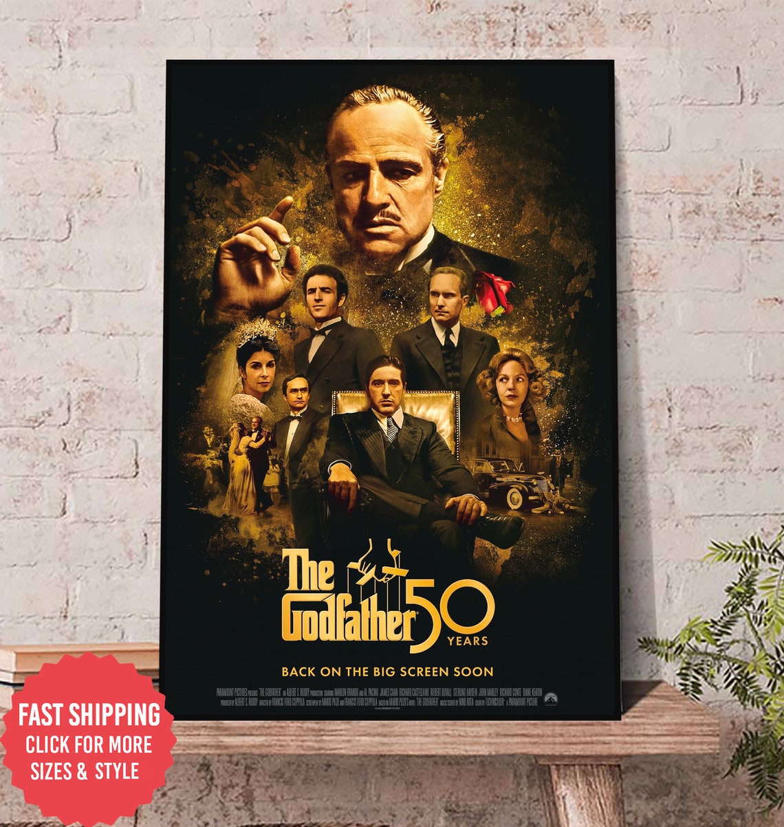 The Godfather 50th anniversary Poster, The Godfather 1972 Canvas Poster, God father Poster, Old Movie Poster, Vintage Movie Poster
