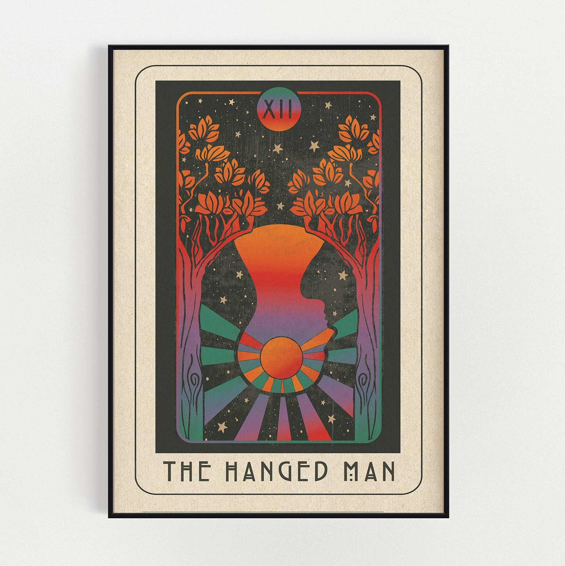 The Hanged Man Tarot - Tarot Art Print - Tarot Card Art- Tarot Poster - 70s Art - Psychedelic Art - Psychedelic Poster - Vintage Poster