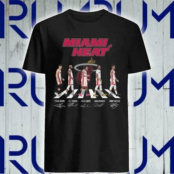 The Miami Heat Team Basketball Abbey Road Signatures T shirt Black