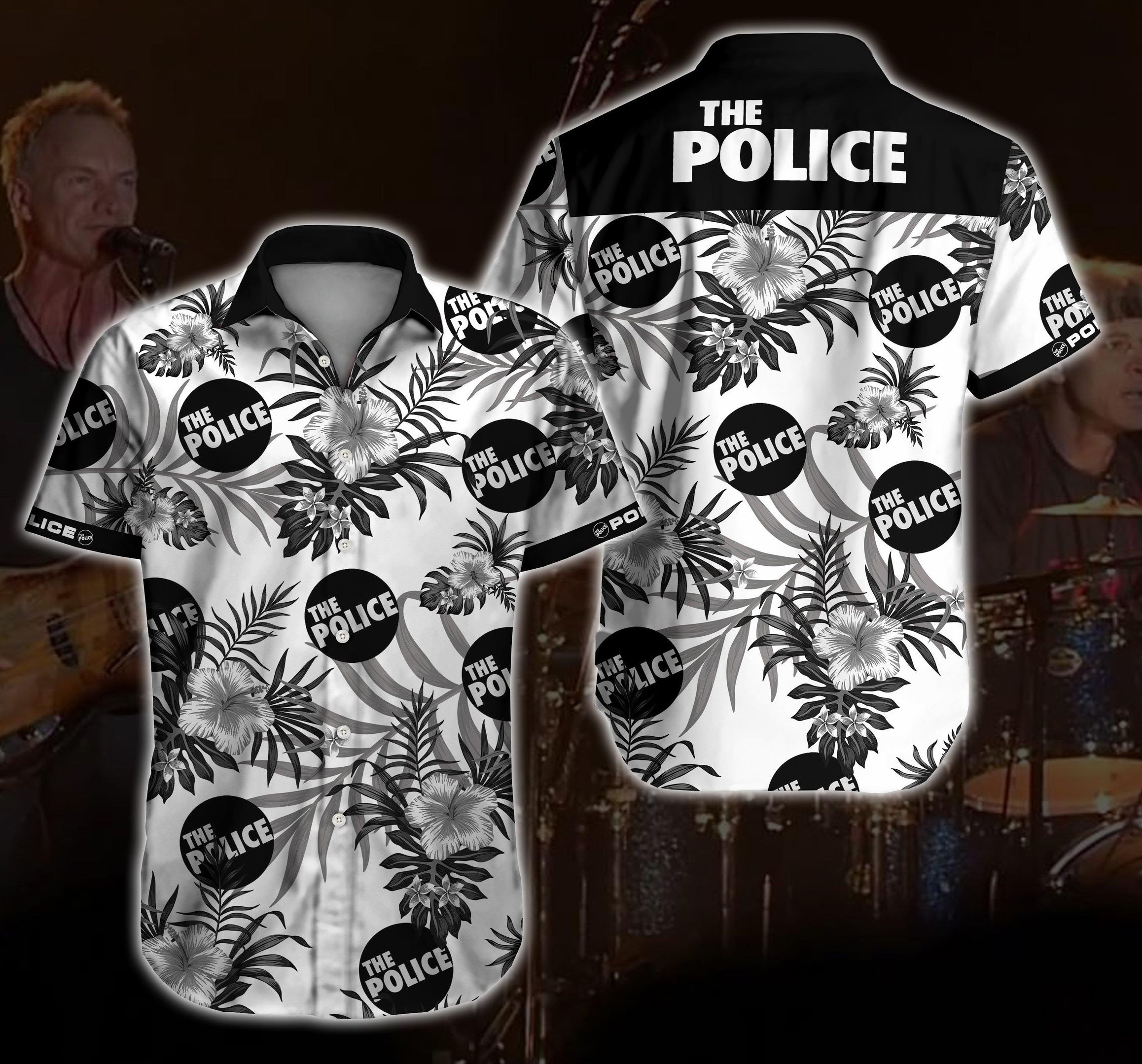 The Police Hawaii Shirt Summer Button Up Shirt For Men Beach Wear Short Sleeve Hawaii Shirt