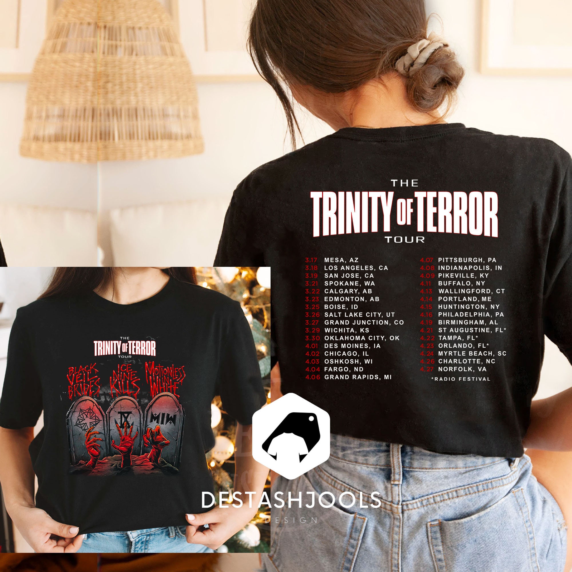 The Trinity Of Terror Tour 2022 Double Sided Shirt
