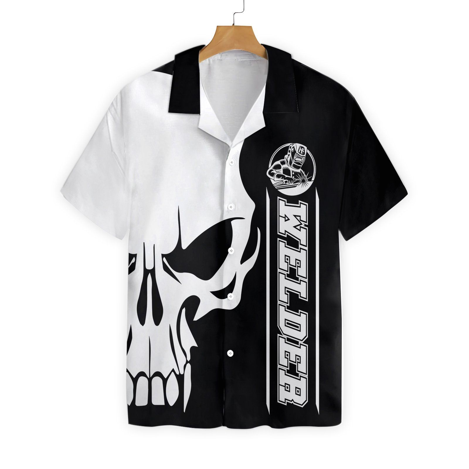 The Welder Skull Black White Ez12 1702 Hawaiian Shirt