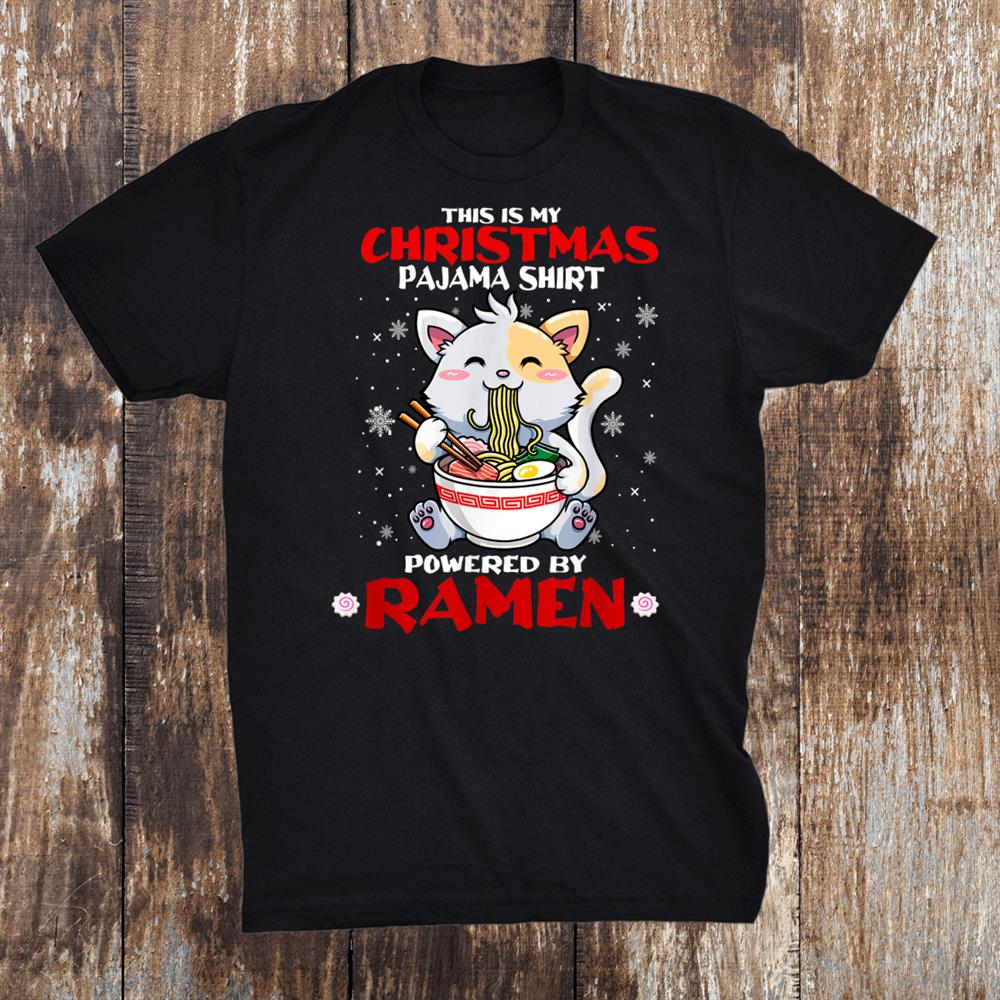 This Is My Gifts Woman Christmas Pajama Cat Eating Ramen Shirt