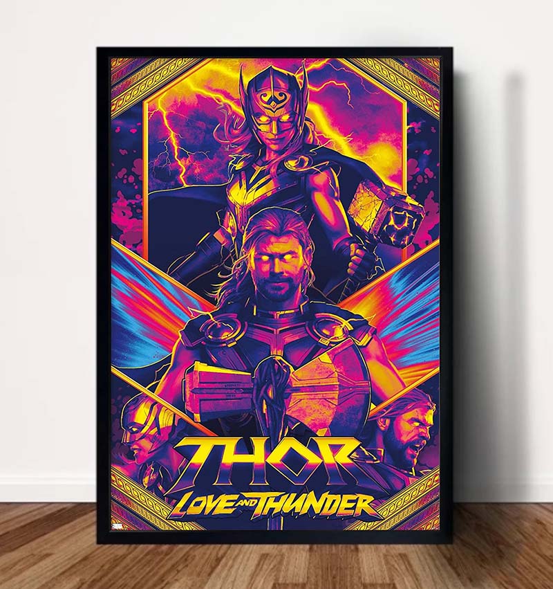 Thor Love And Thunder Neon Wall Bassic Poster Canvas