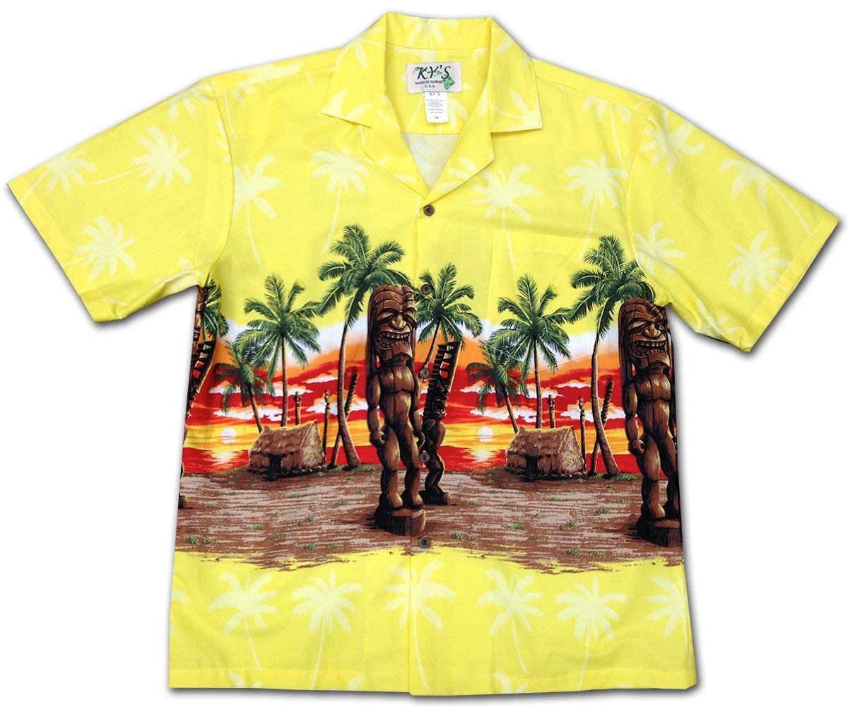 Tiki Enforcer Yellow Hawaiian Shirt