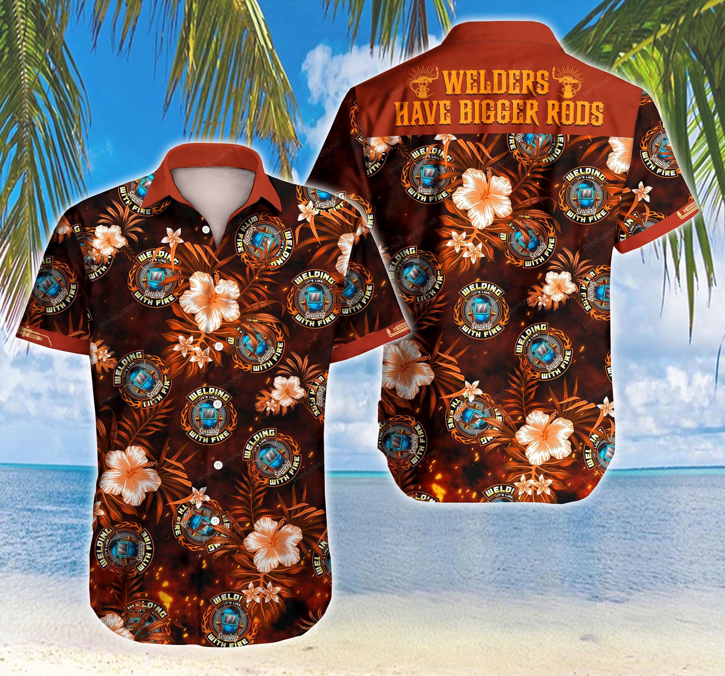 Tlab Welder Have Bigger Robs Hawaii Shirt Summer Button Up Shirt For Men Beach Wear Short Sleeve Hawaii Shirt