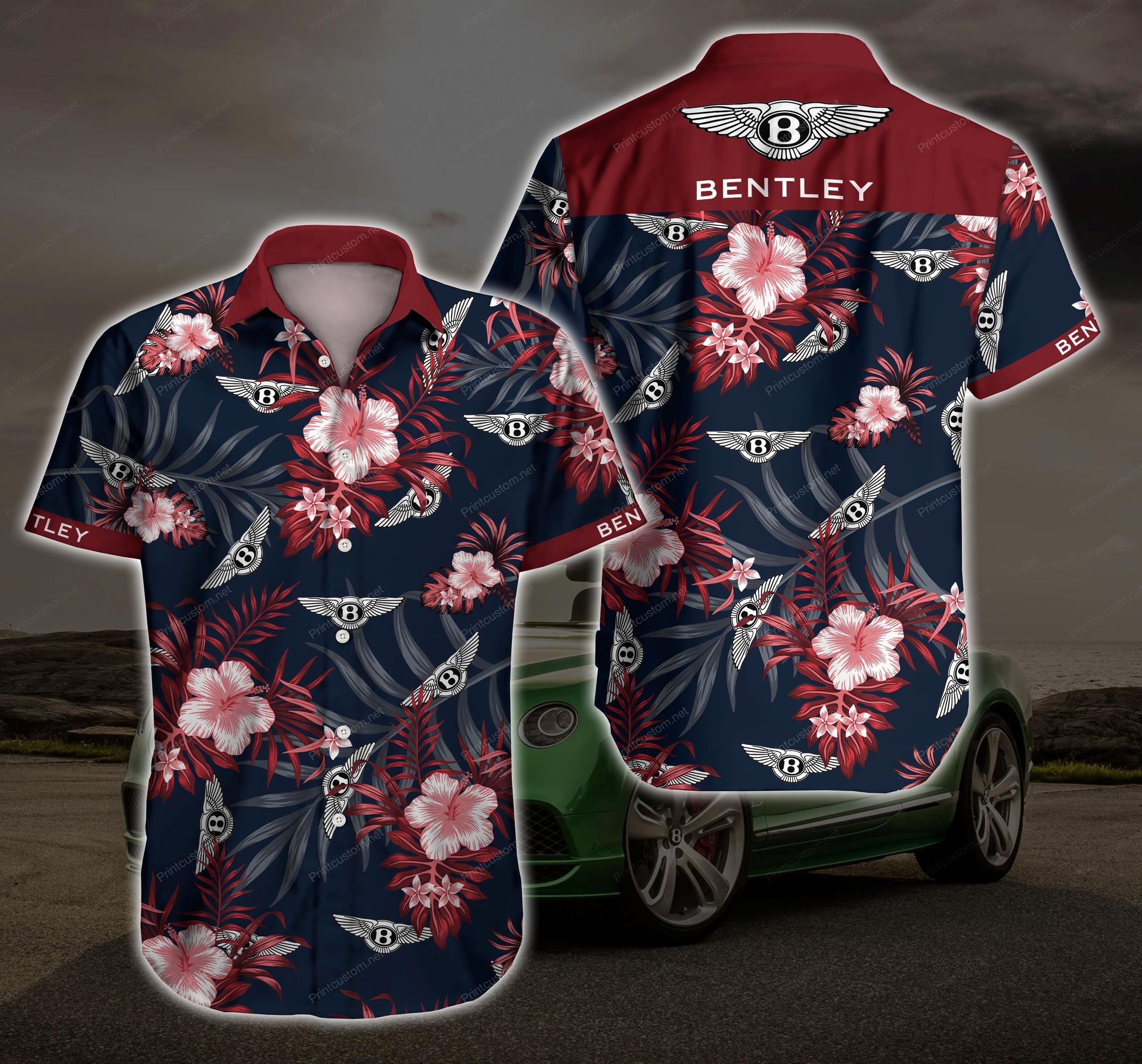 Tlmus Bentley Hawaii Shirt Summer Button Up Shirt For Men Beach Wear Short Sleeve Hawaii Shirt