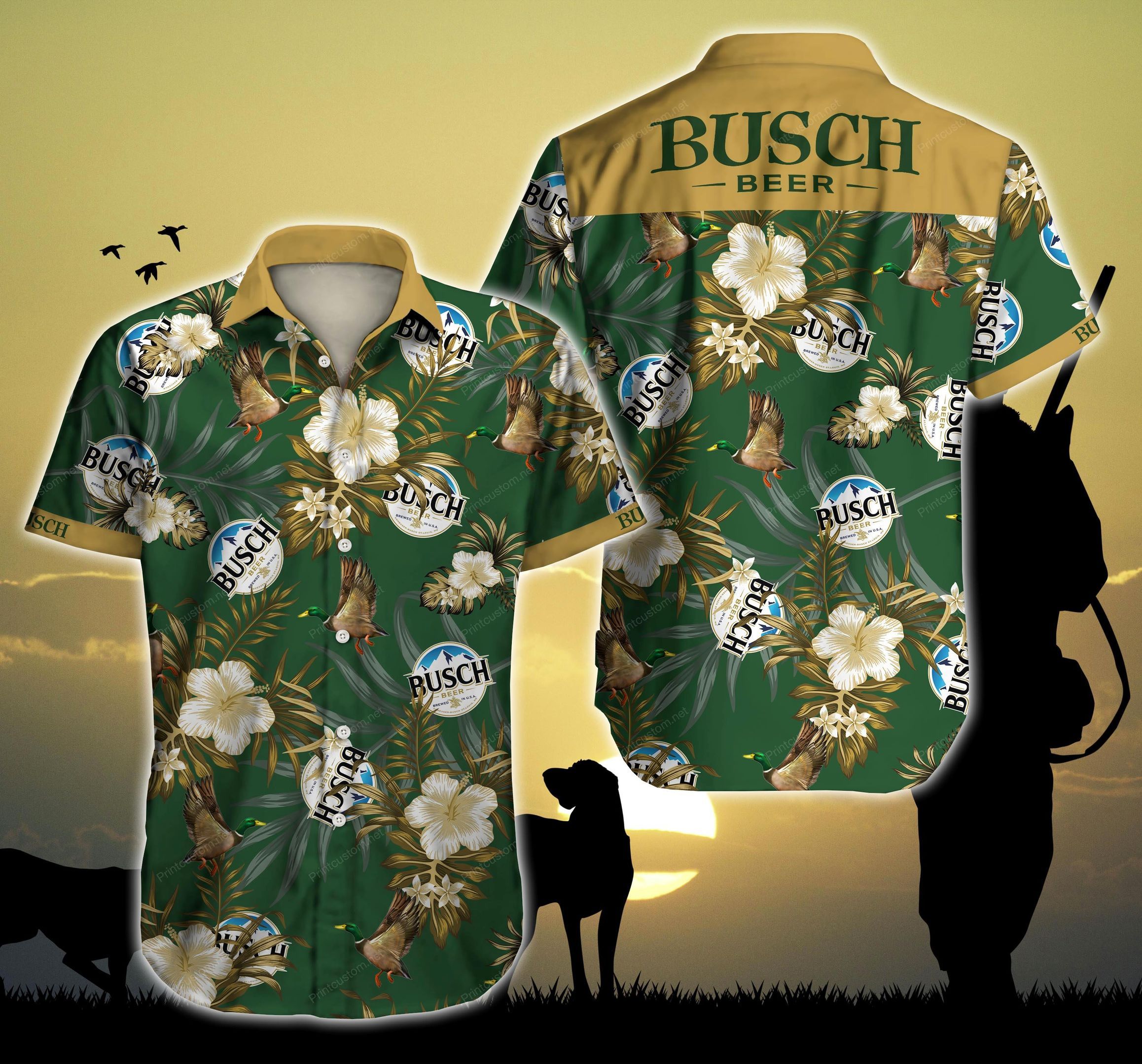 Tlmus Busch Hunting Mallard Ver 2 Hawaii Shirt Summer Button Up Shirt For Men Beach Wear Short Sleeve Hawaii Shirt