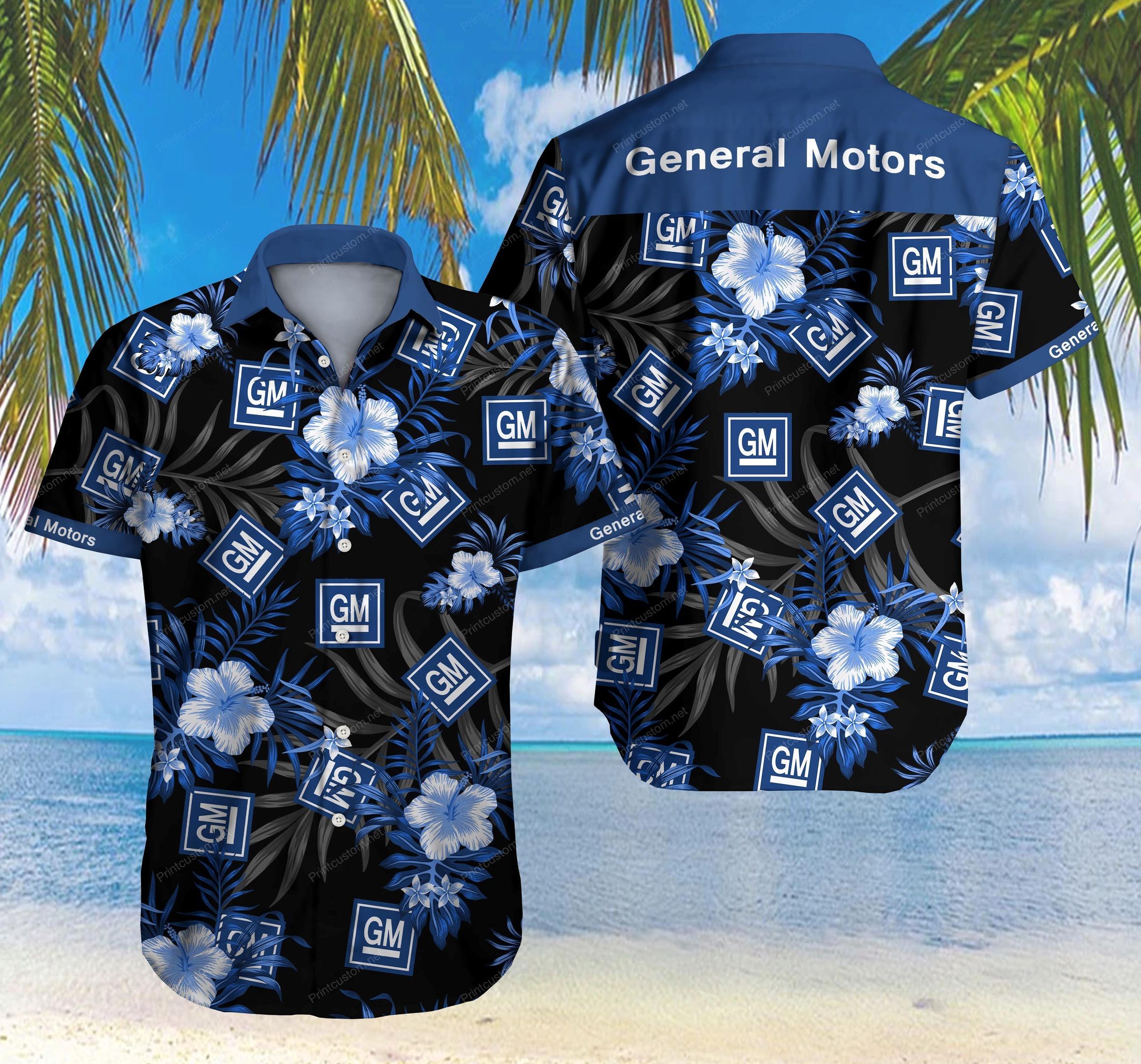 Tlmus General Motors Hawaii Shirt Summer Button Up Shirt For Men Beach Wear Short Sleeve Hawaii Shirt