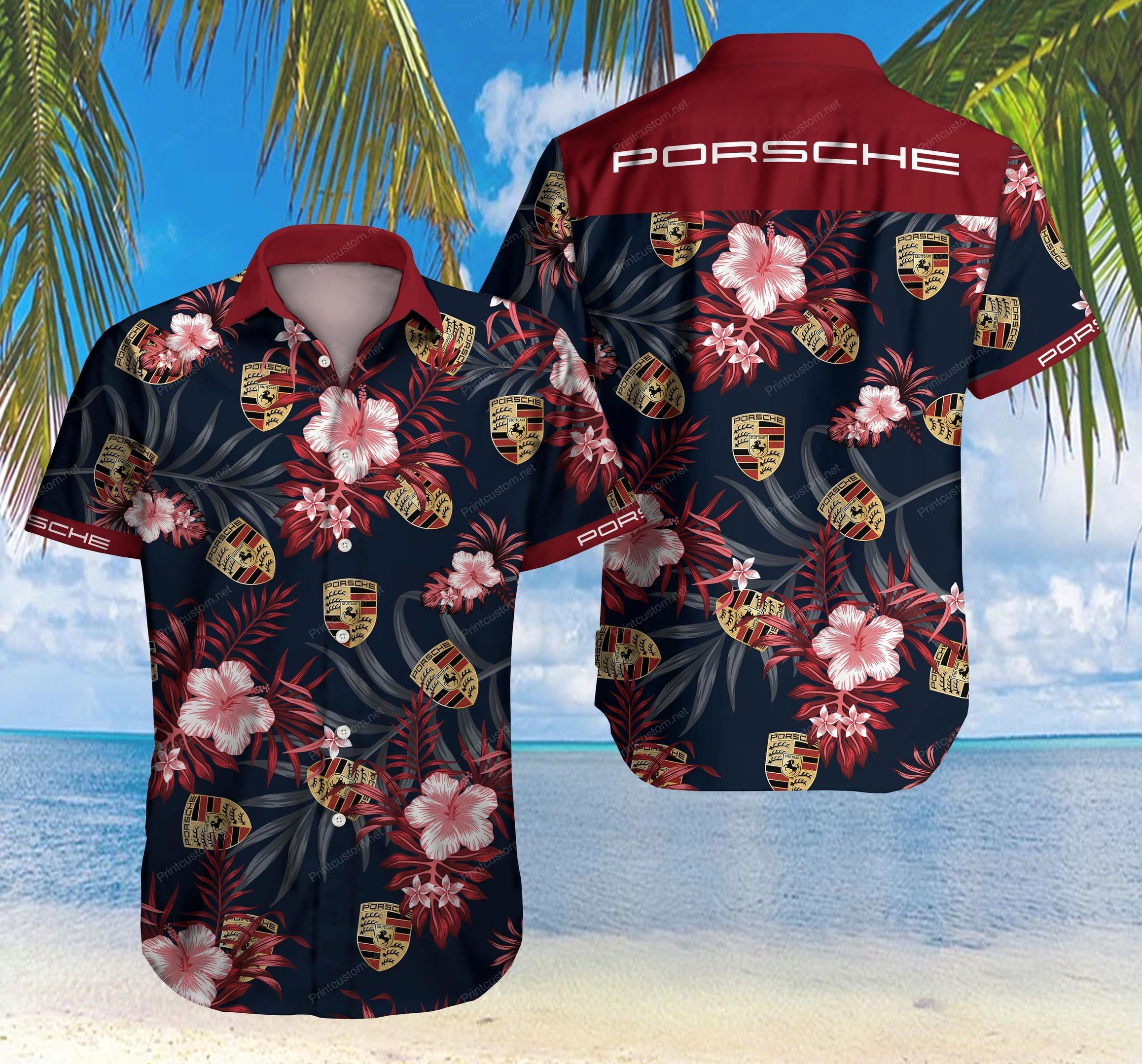 Tlmus-porsche Hawaii Shirt Ver 3 Summer Button Up Shirt For Men Beach Wear Short Sleeve Hawaii Shirt