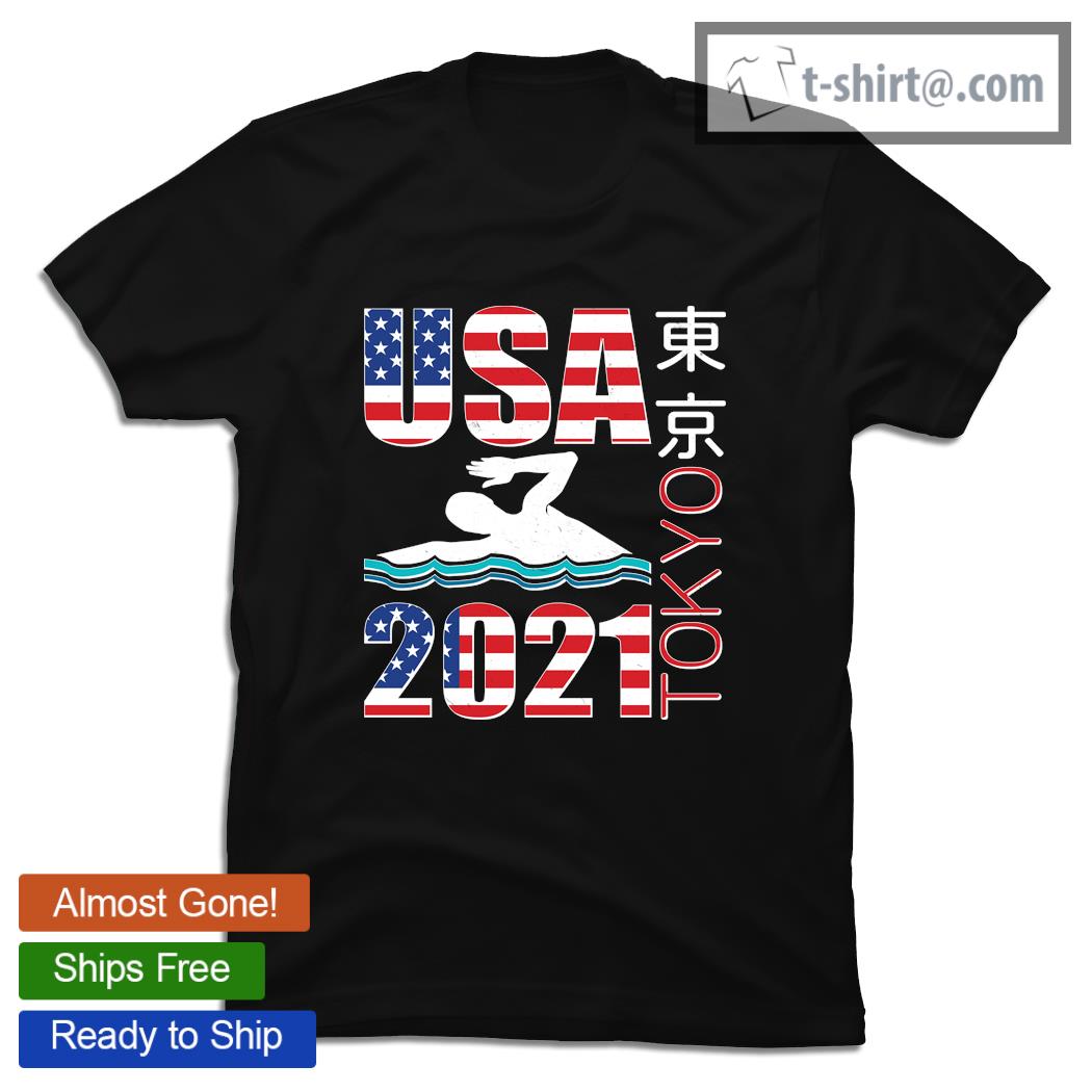 Tokyo Olympics 2021 usa team swimming American flag T-shirt