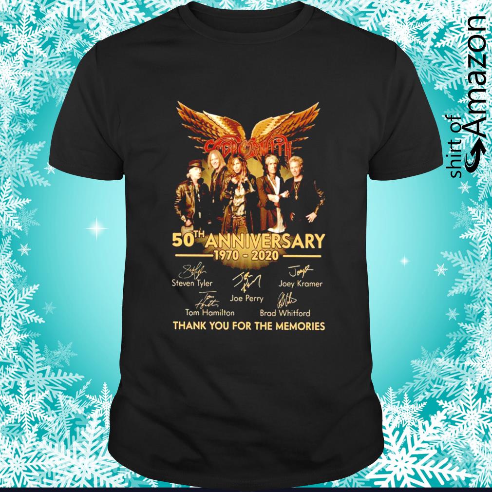 Top Aerosmith 50th Anniversary 1970-2020 signature t-shirt
