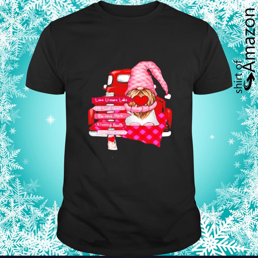 Top Gnome in red truck Valentine t-shirt