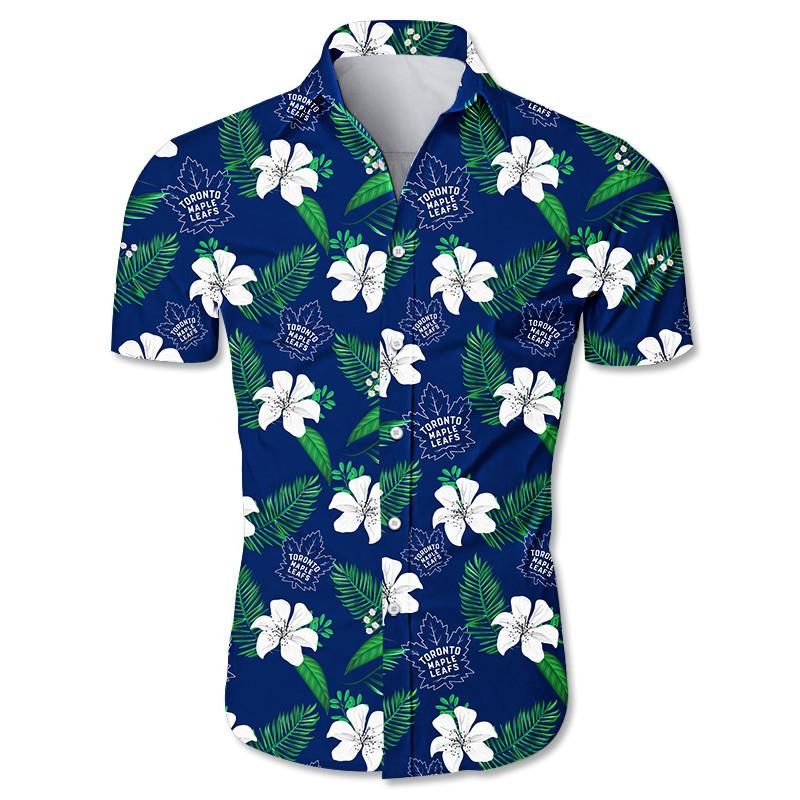 Toronto Maple Leafs Hawaiian Shirt Floral Button Up Slim Fit Body
