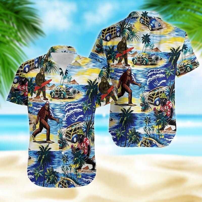 Tropical Bigfoot on Hawaii Vacation Hawaiian Aloha Shirts #Dh