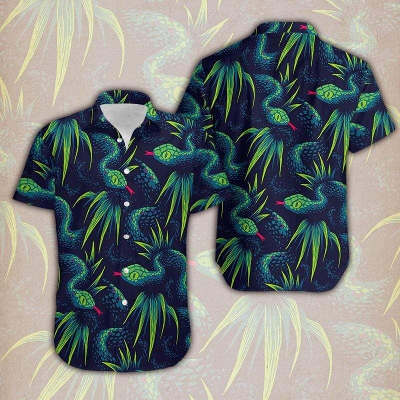 Tropical Forest Green Snake Hawaiian Unisex Shirts #dh