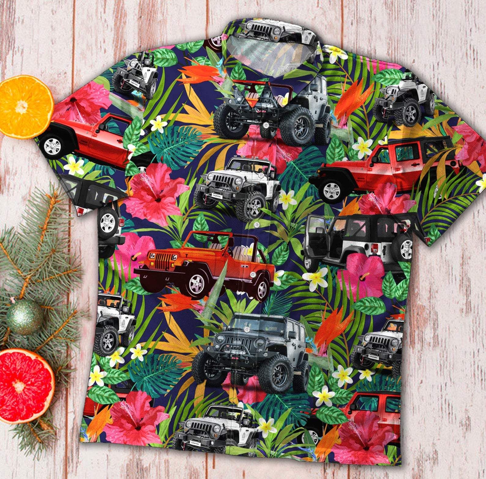 Tropical Jeep Car Colorful Summer Vibe Hawaiian Aloha Shirts #H