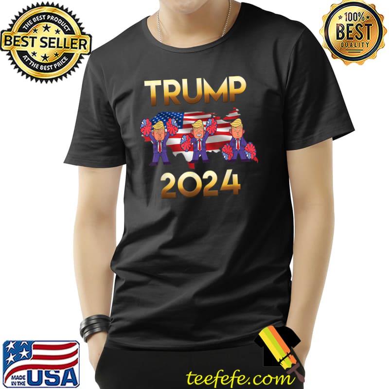 Trumps 2024 Usa Cheerleaders Usa Flag T-Shirt