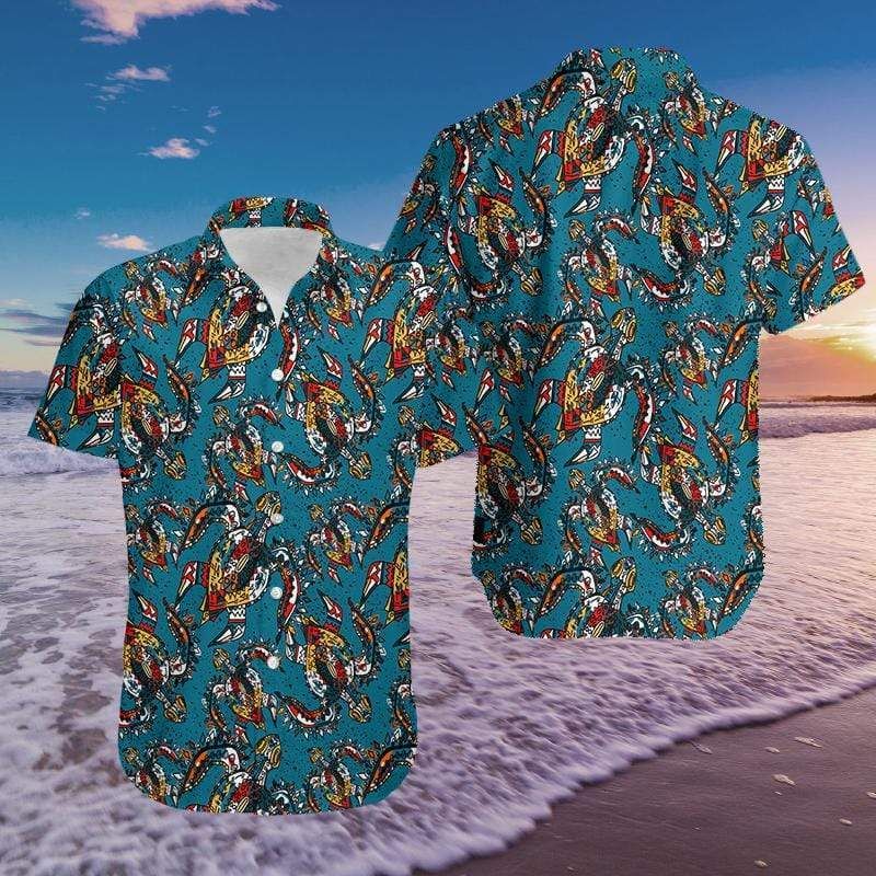 Turtle Pattern Blue Hawaiian Aloha Shirts #219dh
