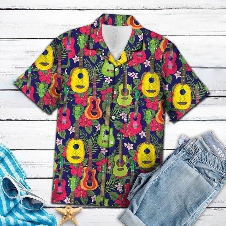 Ukulele Tropical Fruit Hawaiian Aloha Shirts #H